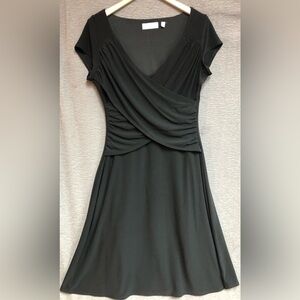 B-Slim, New York collection, medium black, faux, wrap dress